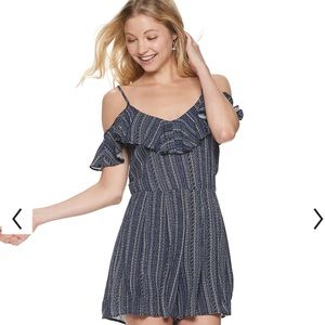 Navy cold shoulder romper